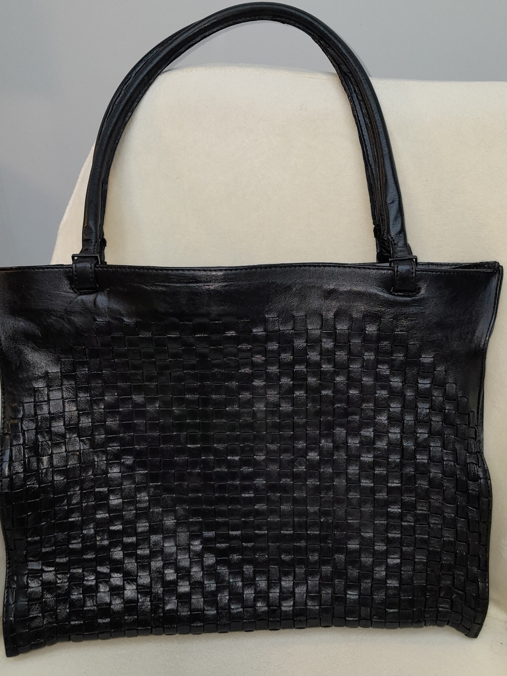 Bottega Veneta Black Woven Leather Shoulder Tote